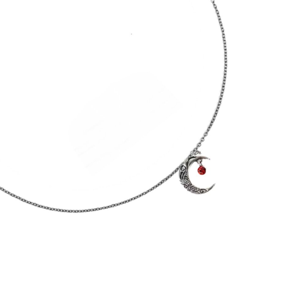 Silver Crescent Moon Charm Necklace